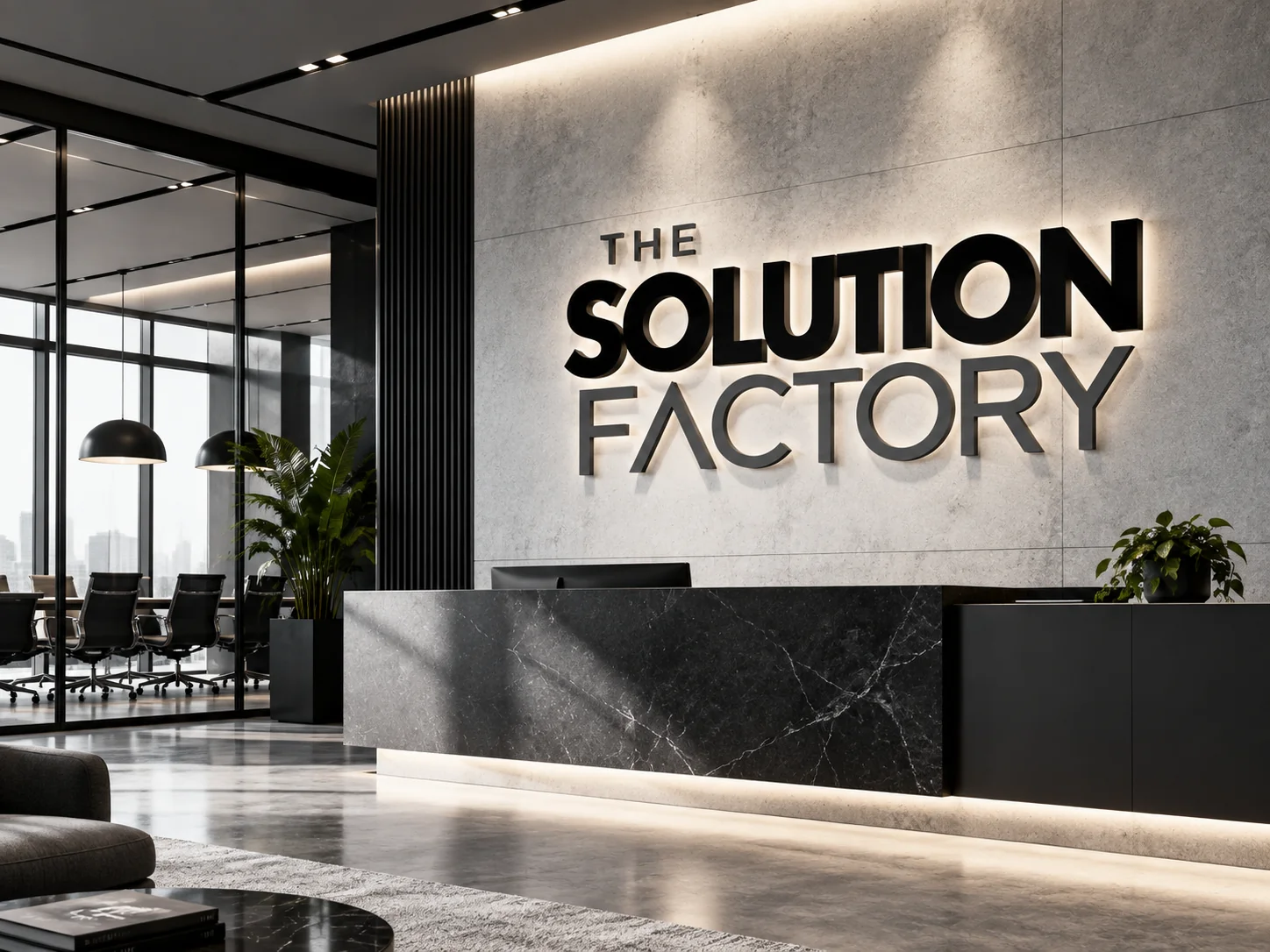 Illustrative Solution Factory reception signage