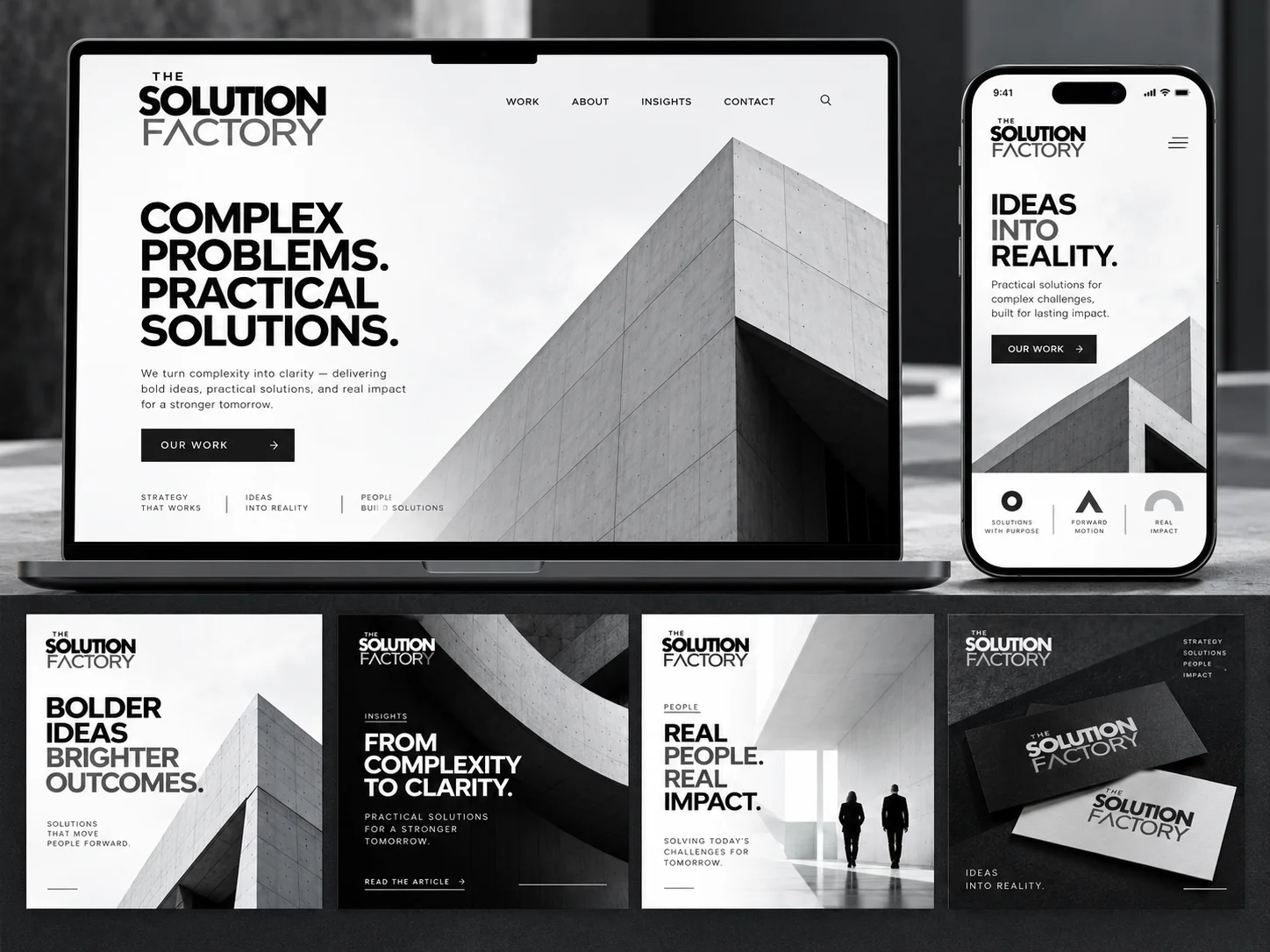 Illustrative responsive website and social identity application
